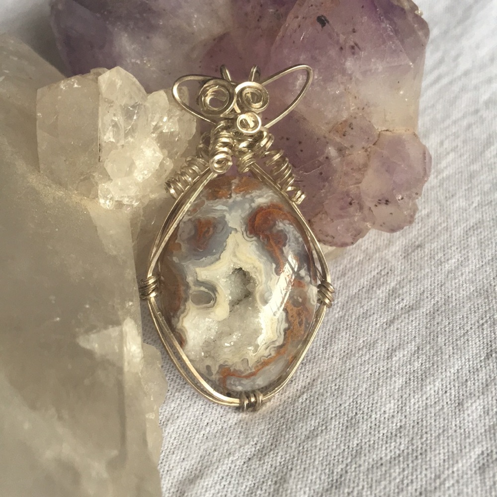 Handmade crystal geode pendant